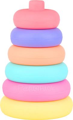 Peachick Silicone 6 Pcs Soft Building Rings Stacker for 6+ Months for Toddlers/Newborns(Multicolor)