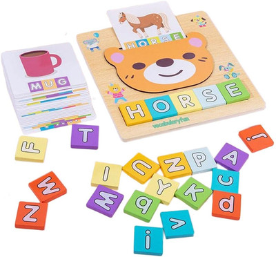 Raindrops Wooden 2 In 1 Letter Matching Game|Preschool Educational learning Activity Toys(Multicolor)
