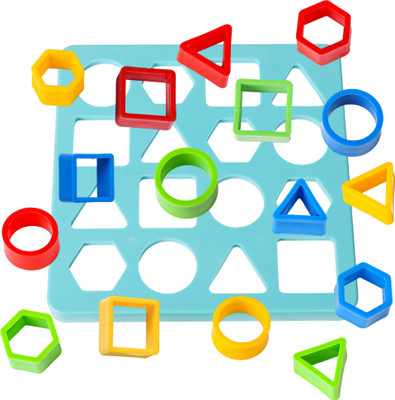Nafhotoz Shape Matching Montessori Board | Square Blue Puzzle for Preschoolers(Multicolor)