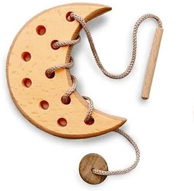 XSOURCE Wooden Lacing Toy for 2 Years Todller Skills Development Toy for Toddlers(Beige)