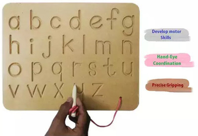 Plus Shine Alphabet Lower Case Practice Board Small ABC Tracing Slate Kids Learning Toys(Beige)