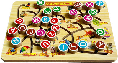 SHALAFI Alphabet Maze Puzzle for Kids Alphabet Tracing Board Game Learning&Education Toy(Beige, Multicolor)