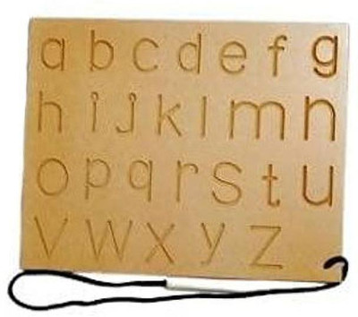 Plus Shine Wooden Small ABC Tracing Board Montessori Learning Writing Practice Slate(Beige)