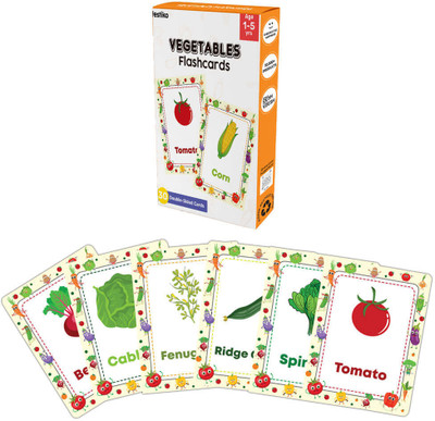Festiko 1 Set of 30 Pcs Vegetables Flash Cards, Flashcards For Toddlers and Kids(Multicolor)