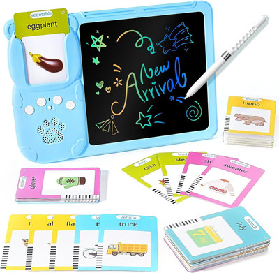KARTASYA 112 Talking Flash Cards LCD Writing Tablet for 3-8 Years Toddlers Rechargeable(Blue)