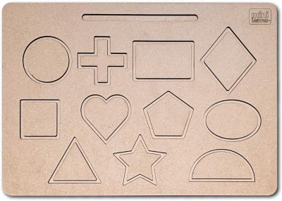 Minileaves Wooden Tracing Board Geometric Shapes for Kids 2+ Years(Brown)