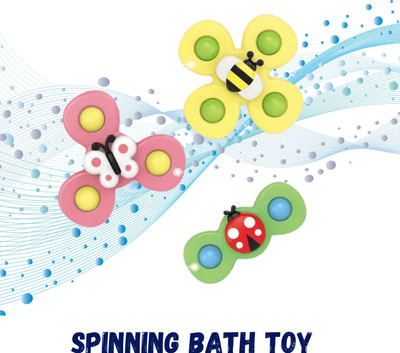 Glenston 3Pcs Silicone Suction Cup Spinning Bath Toy Sensory Fidget(Multicolor)