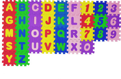 HighRoof ABC & Numbers Mini Foam Puzzles Mat for kids Learning, Fun Activity & Building Blocks Thickest (36 Pieces)(Multicolor)