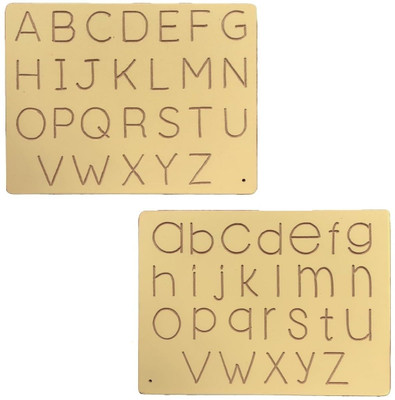 REWASHREE CRAFT WORLD ABC Wooden Tracing Board for Kids Double-Sided Alphabet Practice Toy(Brown)