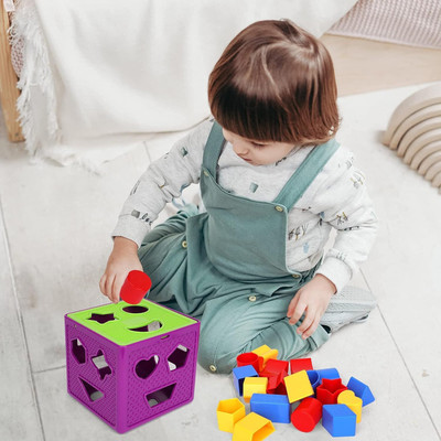 ROSEFAIR Shape Sorting Cube Colorful Sorter Box Activity Toys Baby and Toddler Toys(Multicolor)