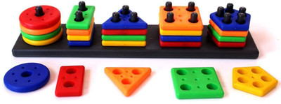 CountryLink Smart Activity Fun And Learning Geometrics Shape Matching Five Column Blocks(Multicolor)