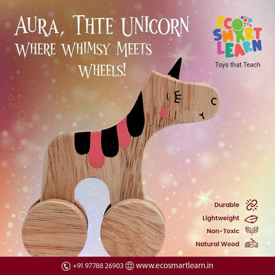 ecosmartlearn Aura Unicorn Wooden Toy(Brown)