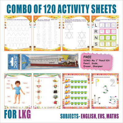 MAPSHUB LKG Activity Sheets (120 Pages)|Learning & Creativity|DOMS Prep School Kit(Multicolor)