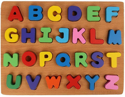 KNK Infotain Wooden Capital Alphabet Puzzles for Children - Montessori Educational Board(Multicolor)