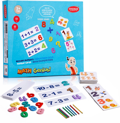 Aditi Toys Math Genius Mathematics Learning Wooden Numbers with Wipe & Clean Cards for Kids(Multicolor)