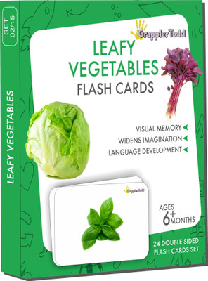 Grapplertodd Early Learning - Leafy Vegetables Flash Cards(Multicolor)