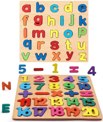 opsstore wooden alphabet number & shape Learning puzzle board for kids (multicolor)(Multicolor)