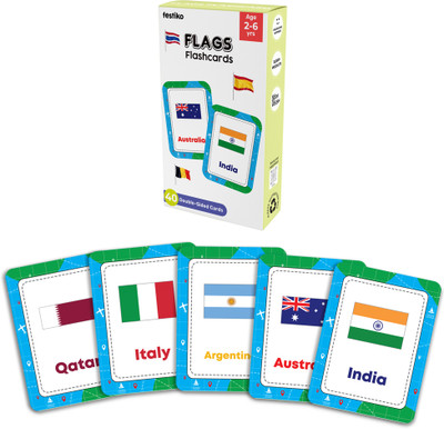 Festiko 1 Set of 40 Pcs Countries Flags Flashcards for Kids(Multicolor)