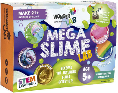 WonderLab Mega Slime Lab |DIY Science Experiment Kit For Kids Age 5 And Above(Multicolor)