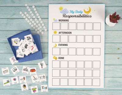 Inkdotpot Kids Daily Responsibility Checklist to Do List Daily Task Routine Chore Chart-A1(White)