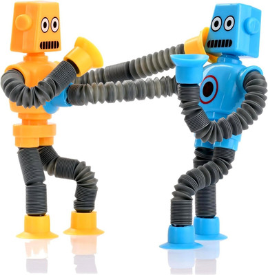 Globular Robot Men Pop Tube Fidget Sensory Stress Anxiety Relief Bendable Toy Pack of 2(Multicolor)