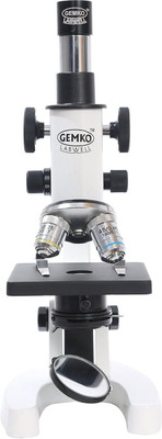 Gemkolabwell Student Compound Biological Microscope with 5 Prepared Microscope Slides(White)