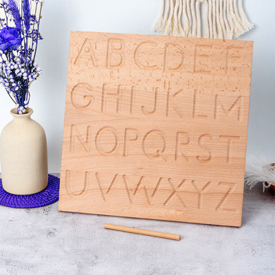SHALAFI ABC Trace Letters Writing Practice Learning Board Slate Alphabet Tracing Board(Beige)