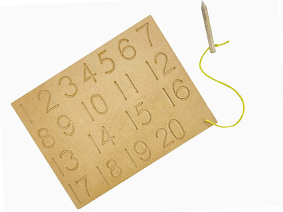 Plus Shine Learn to Write Tracing Board Montessori Practicing Numbers 1-20 Counting Slate(Beige)