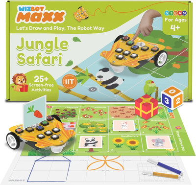 Wizbot Maxx Jungle Safari Robit Kit for Kids 4+ | Playgames and Draw(Green)