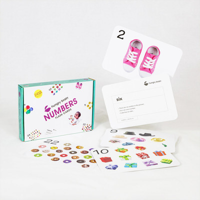 hungry brain Number Flashcards 24 real image cards for kids early learning 3months to 6years(Multicolor)
