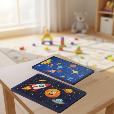 Esptronics Preschool 2 Wooden Solar System Puzzle Toy Educational Learning Game Kids(Multicolor)