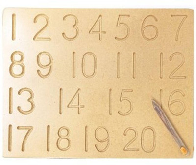 SHALAFI Handwriting Practice 1 to 20 Number Wooden Tracing Board Learning Slate for Kids(Beige)