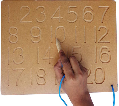Plus Shine Educational Learning toys 1-20 Counting Learning Practice Slate Tracing Puzzle(Beige)