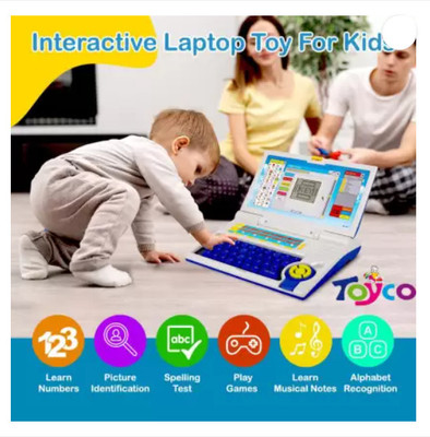 HornFlow English Learner Laptop with Mouse for Kids 20 Activity Games blue(Blue)
