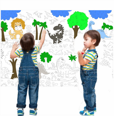 kapishreeenterprise Coloring Re Stick Drawing Paper Roll for Kids 84x12 Inch Dinosaur Roll(Multicolor)