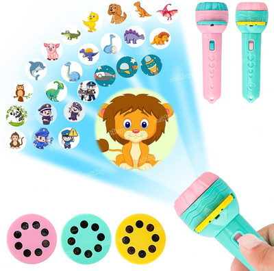 Lariox 3 Slides 24 Patterns Mini Projector Torch Toy Slide Flashlight Torch(Multicolor)