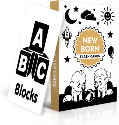 CLICKEDIN Beautiful New Born Baby High-Quality Flash Card Black & White 16 card 32 Objects(Multicolor)