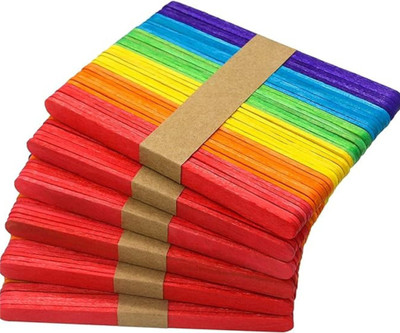 Metafy Kids 50 Pcs Color Popsicle Sticks for Crafts, Rainbow Ice Cream Sticks, DIY for Kids(Multicolor)