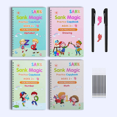 MUMMA MALL Sank Magic Practice Copybook for Ages 3+ Reusable Writing and Learning Set(Multicolor)