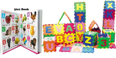 SHALAFI English Alphabets Math Counting Puzzle Mat Alphabet & Number Floor Puzzle +Book(Multicolor)