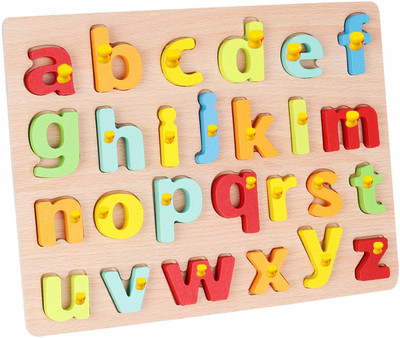 SHALAFI Small Alphabet Puzzle & Educational Board for Kids Baby learning toy Game Blocks(Beige, Multicolor)