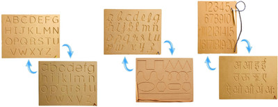 REWASHREE CRAFT WORLD Wooden Tracing Board 2 In 1 Capital, Small, Pattern & Cursive, Number Varnamala(Brown)