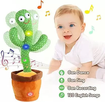 SALEOFF Dancing Talking Cactus Plush Toy, Wriggle, Singing, Repeats What You Say-467(Green, Brown)