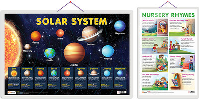 GO WOO Pack of 2 Solar System and NURSERY RHYMES Educational charts(Pink)