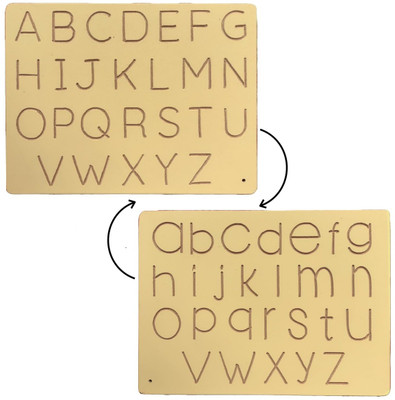 REWASHREE CRAFT WORLD 2 Side Alphabet Wooden Tracing Practice Board with Dummy Pencil Learning Toy(Brown)
