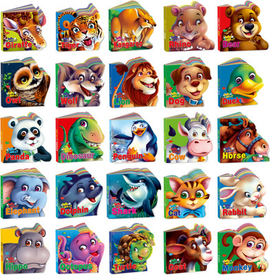 Complete Learing Animal Kingdom Of Sawan Cut Out Die Cut Shape Book | Gift Pack Of 25 Who Am I Board Books(Hardcover, Sawan)