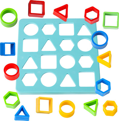 BHVMEY Preschool Activity Puzzle | Montessori Square Blue Puzzle Shape Sorting Board(Multicolor)