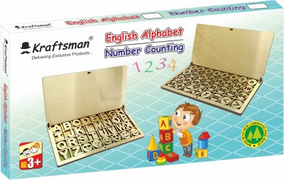 Kraftsman Wooden Portable English Alphabets Learning Game Educational Montessori Games(Gold)