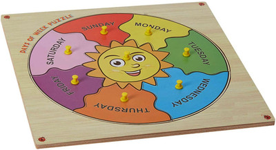 Plus Shine Days Name Learning Puzzle Board Week Days Name Educational Jigsaw Puzzle Tray(Beige)