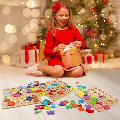 CrazyBuy Wooden Capital Letters ,Small Letters & 1 to 20 Numbers Learning Alphabets Toy(Multicolor)